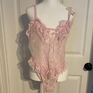Elegant Pink Lace Bodysuit